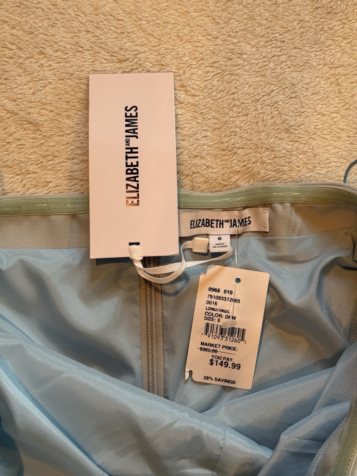 Brand New Elizabeth and James Size 6 strapless blue formal dress NWT $149.99