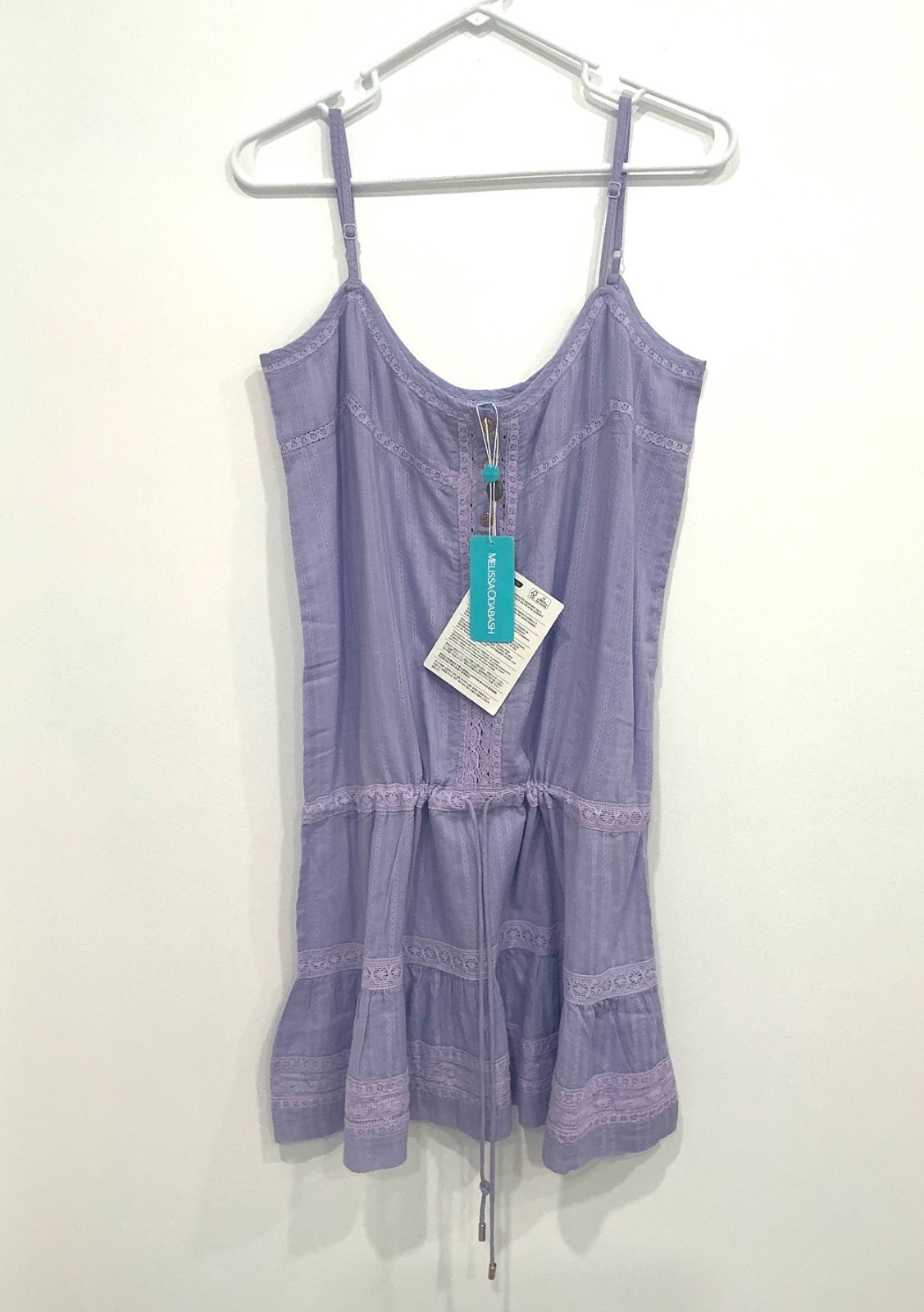 NWT! Melissa Odabash Kelly Lavender Crochet Trim Mini Dress Coverup – Size L