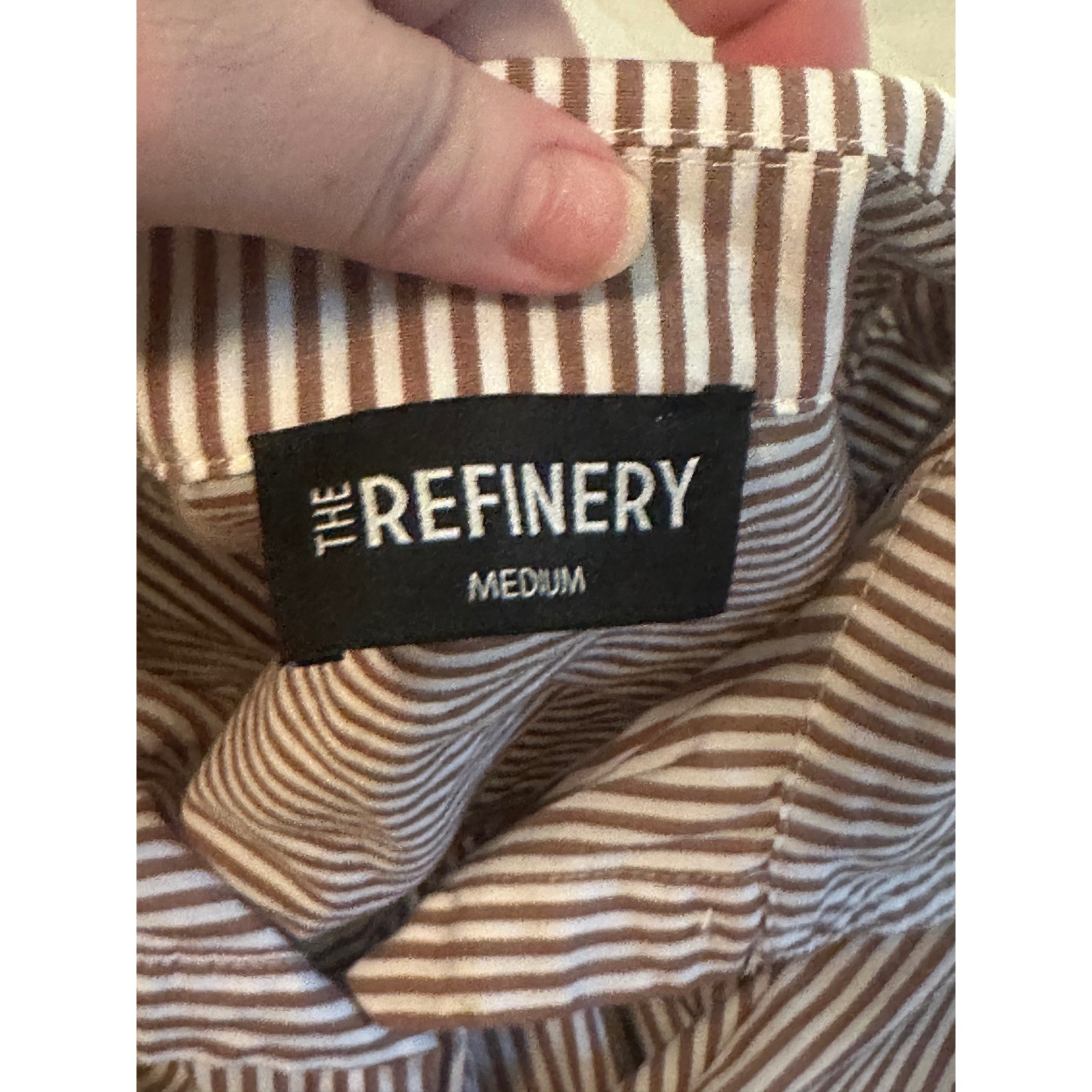The Refinery Brown White Striped Tiered Babydoll Mini Dress Tunic Medium