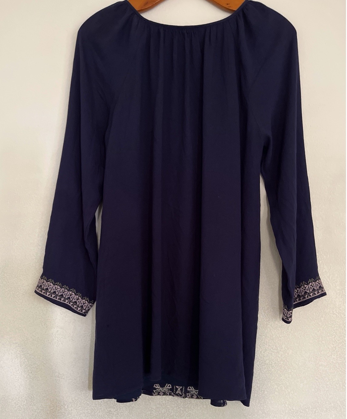 Pookie And Sebastian Mini Shift Dress S/M (no tag) Blue Embroidered Relaxed Fit