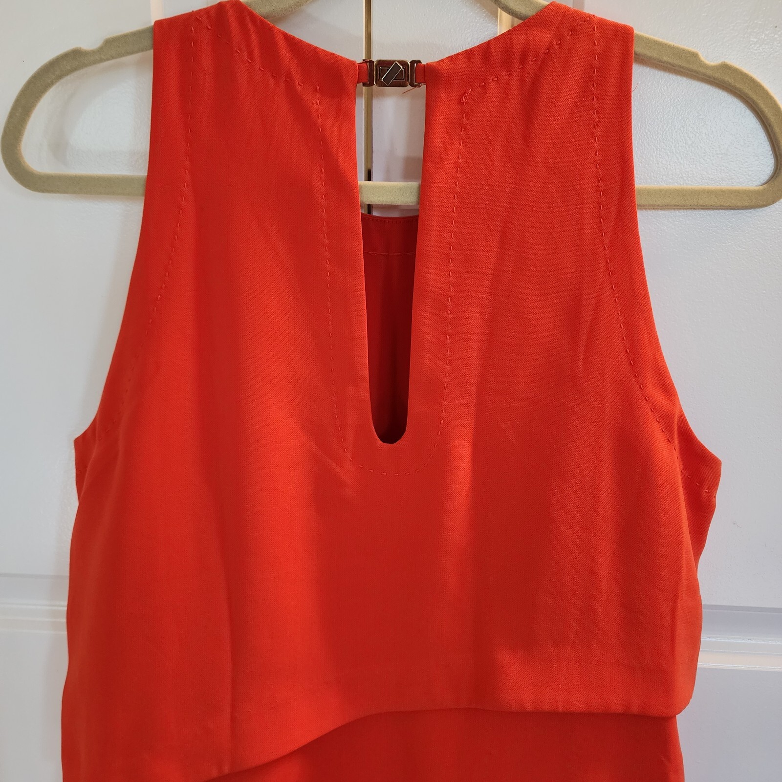 Sfera Layered Front Crew Neck burnt orange tiered sleeveless mini Dress M/L