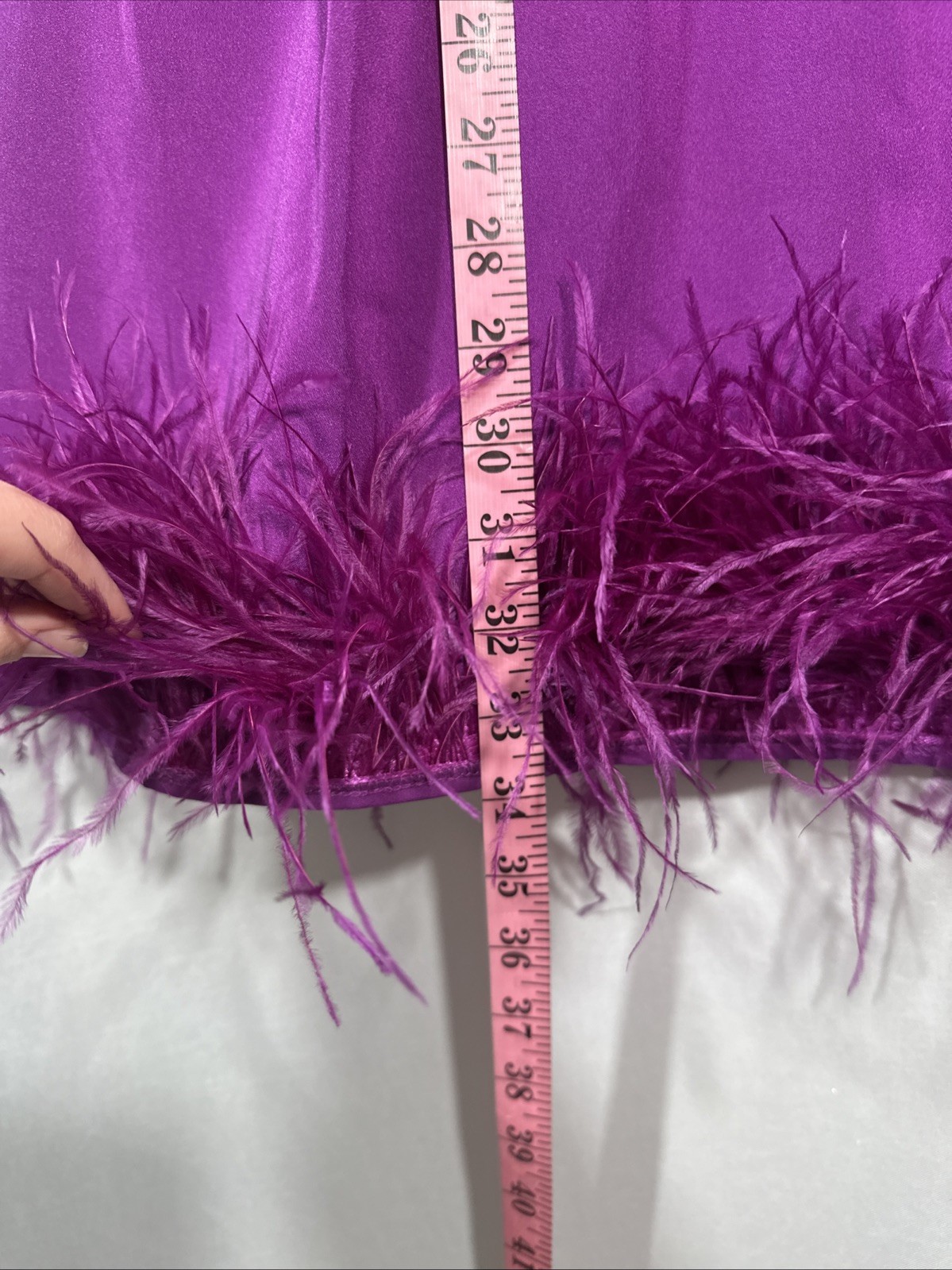 NWT IEENA Mac Duggal [ 2 ] 55805 Feathered Hem High Neck Trapeze Dress #U1533