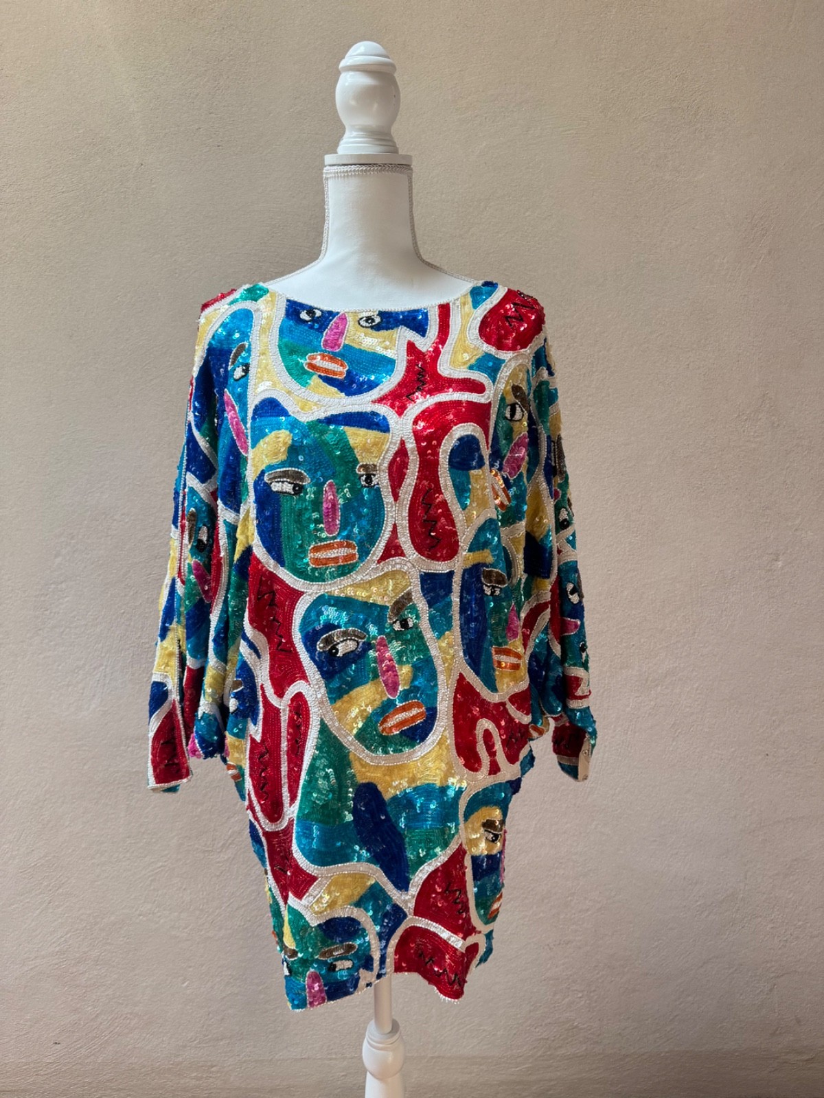 Picasso Art Sequin Beaded Oversized Mini Dress Rare By Raiment Size Med