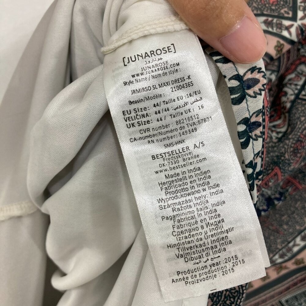 Junarose size 14 Multicolor Patchwork Boho Print Maxi Dress Feminine Vacation
