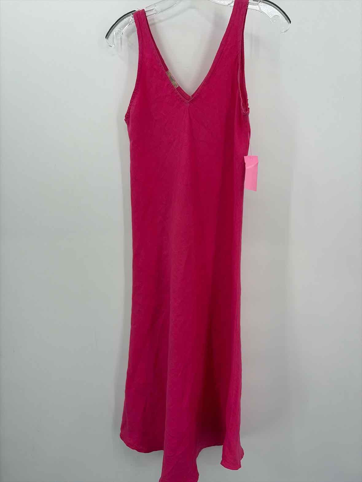 Pre-Owned JS Millenium Pink Size Small Linen Midi Sleeveless Dress