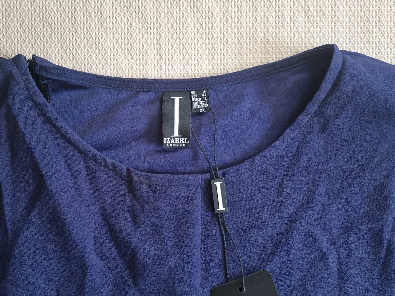 Izabel London Drop Shoulder Bubble Belted Blue Midi Dress Womens UK 16 BNWT
