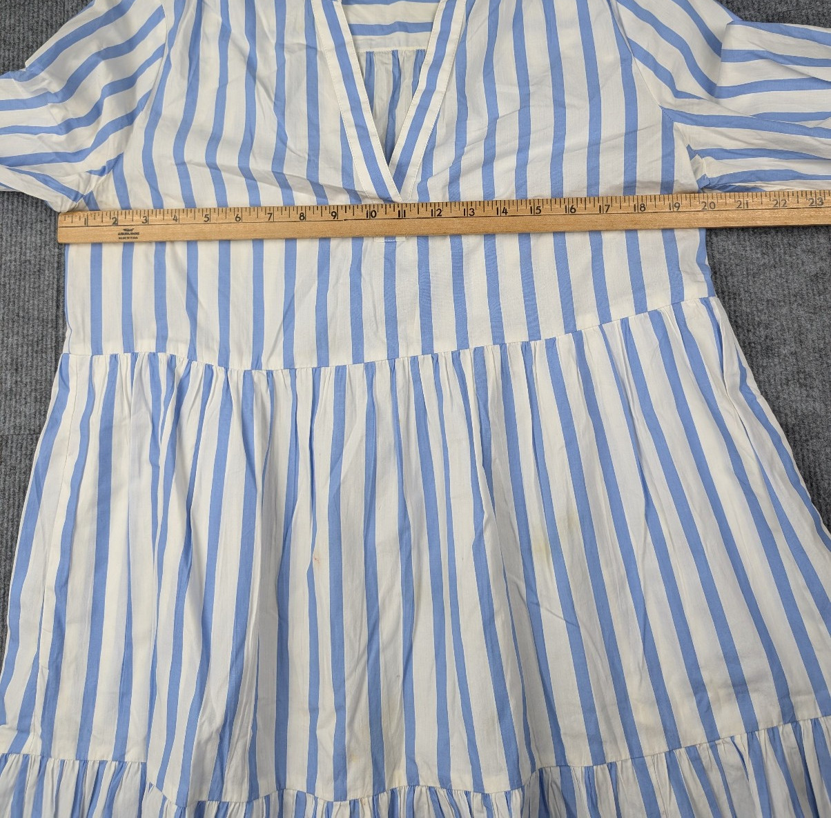J Crew Dress Womens Small Tiered Poplin Mini Barrie Stripe Preppy Nautical Beach