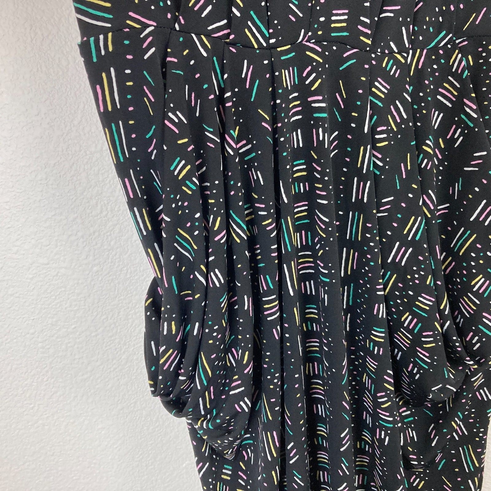 BCBGeneration Matchsticks Surplice Maxi Dress Size M Black Multi Strappy Pockets