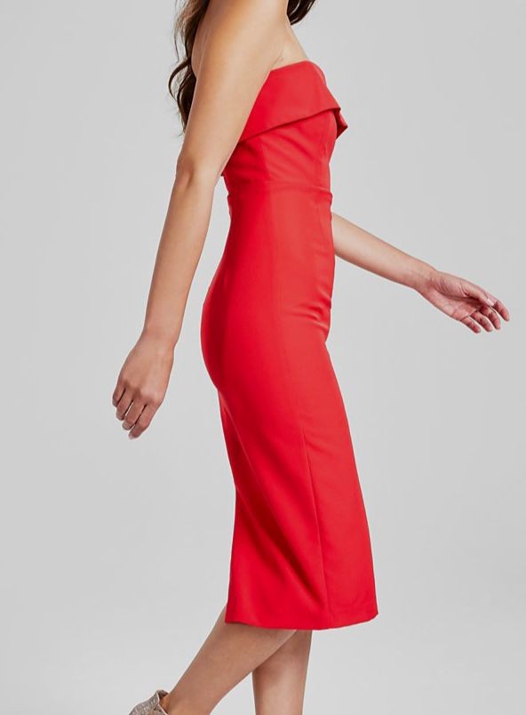 Bardot Womens Red Georgia Split Hem Strapless Sheath Dress Size: XXL