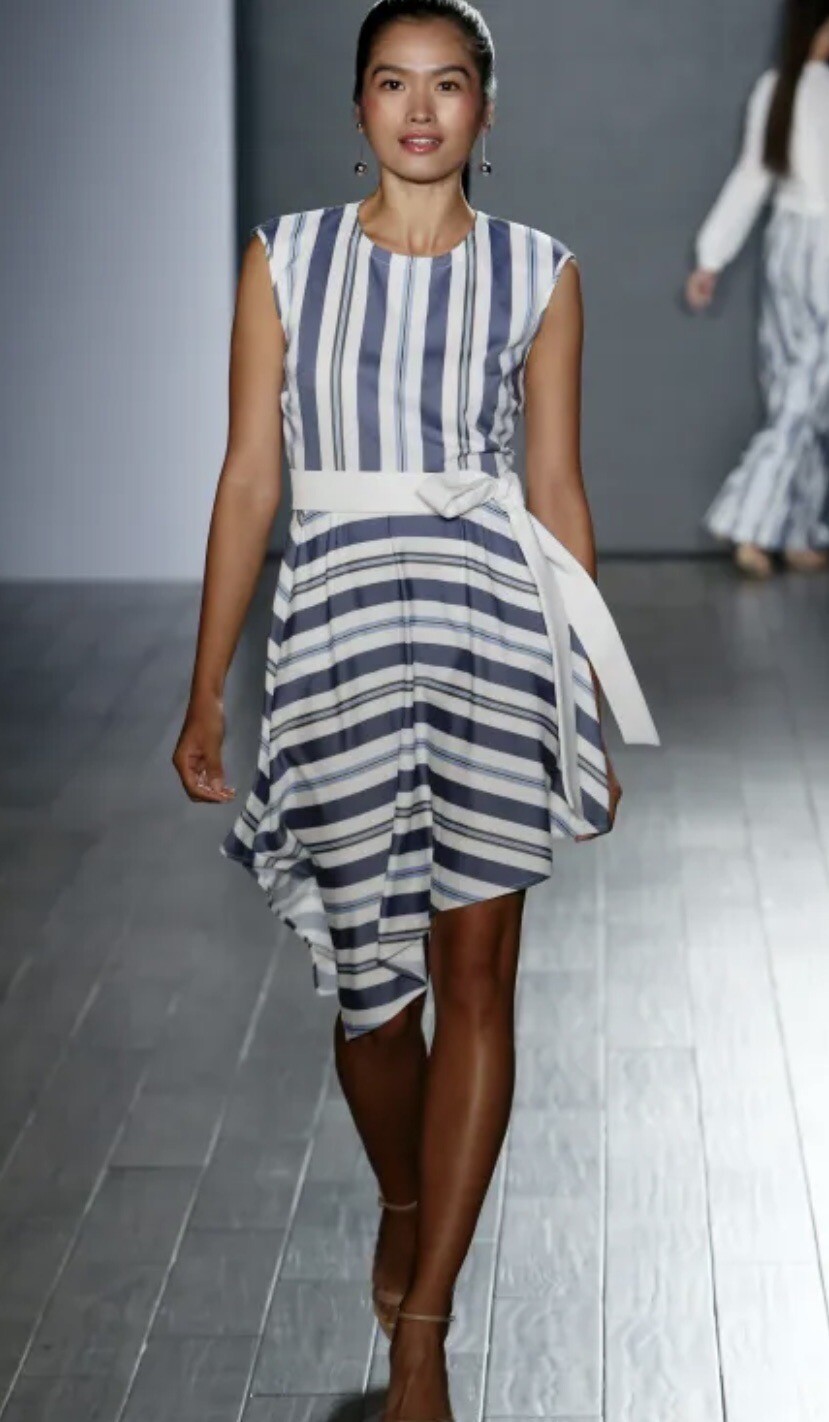 NWT Eva Longoria Stripe Sleeveless Asymmetrical Dress Size 8 New!