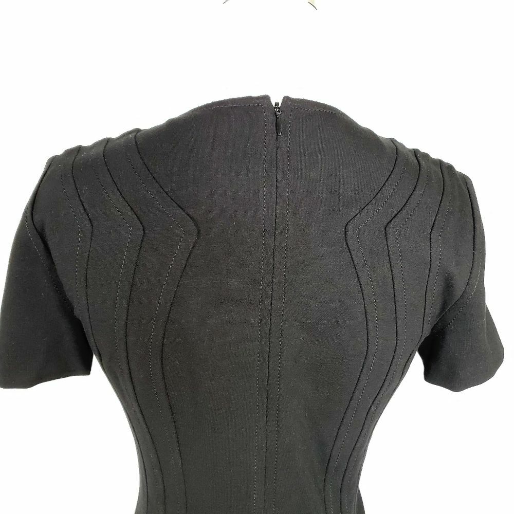 Diane von Furstenberg Kader Sheath Dress 8 Black Seamed Stretch Keyhole Women’s