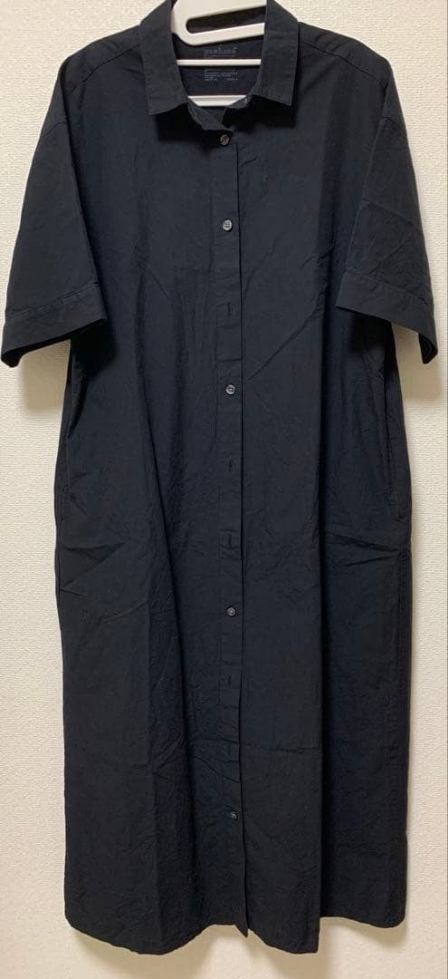 MUJI Stand Collar Short Sleeve Dress Dark Navy S