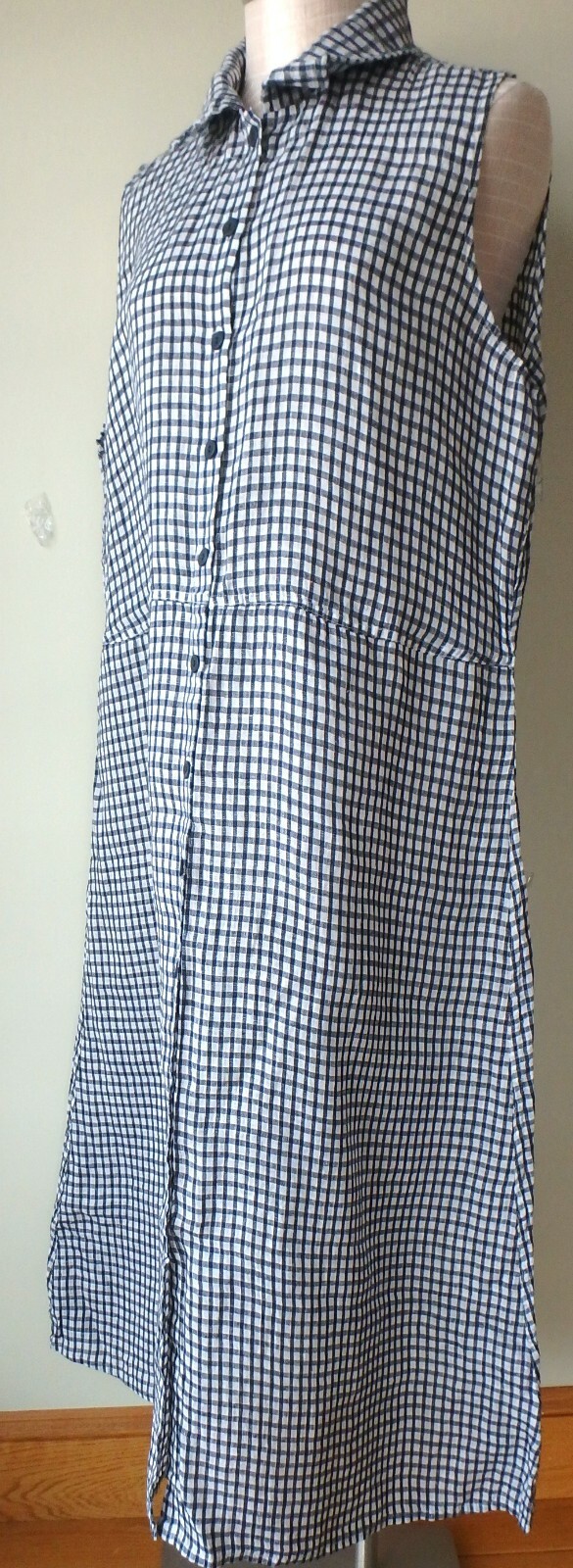 FLAX Designs Dress L NWOT Maxi Dress NAVY GINGHAM
