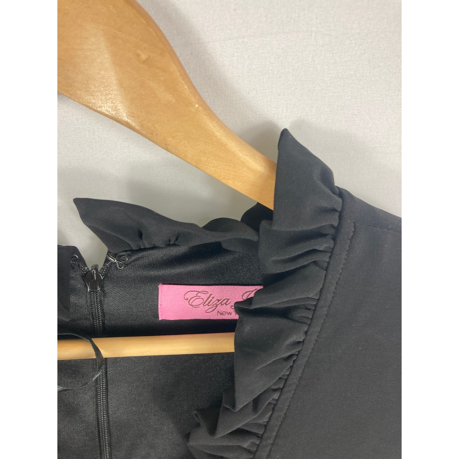 Eliza J Side Tie Ruffle Black Dress Size 8