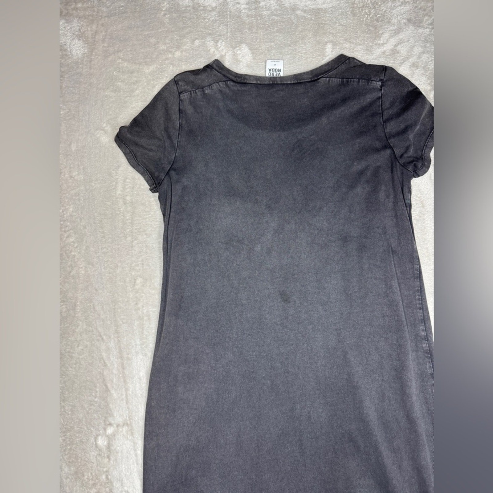 Vero Moda Grey Brown Beaded Grunge Rock Step Up Hem Mini Tunic T-Shirt Dress XS