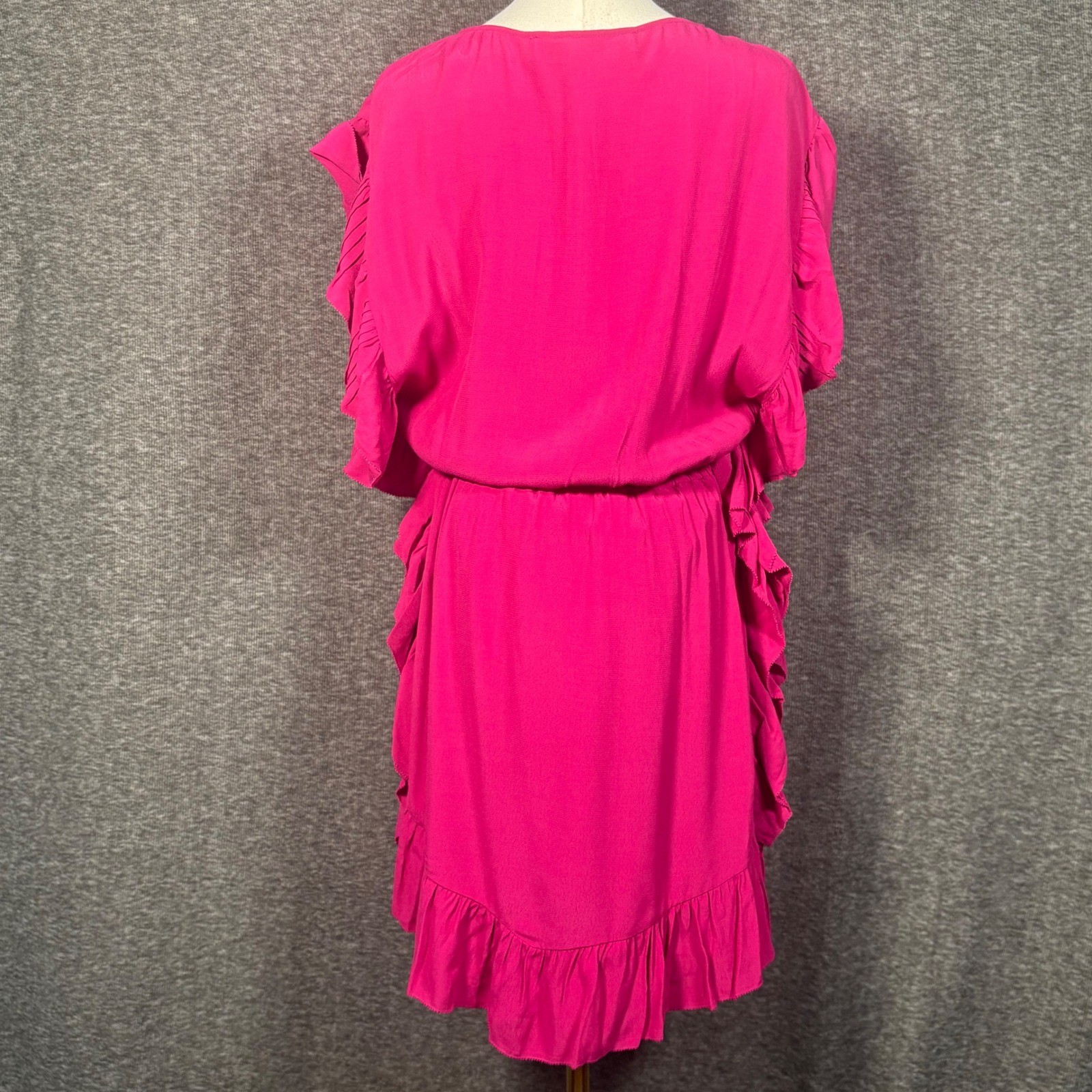 IRO Zestful Fuchsia Pink Lace Ruffle Mini Dress Size EU 38 US 6