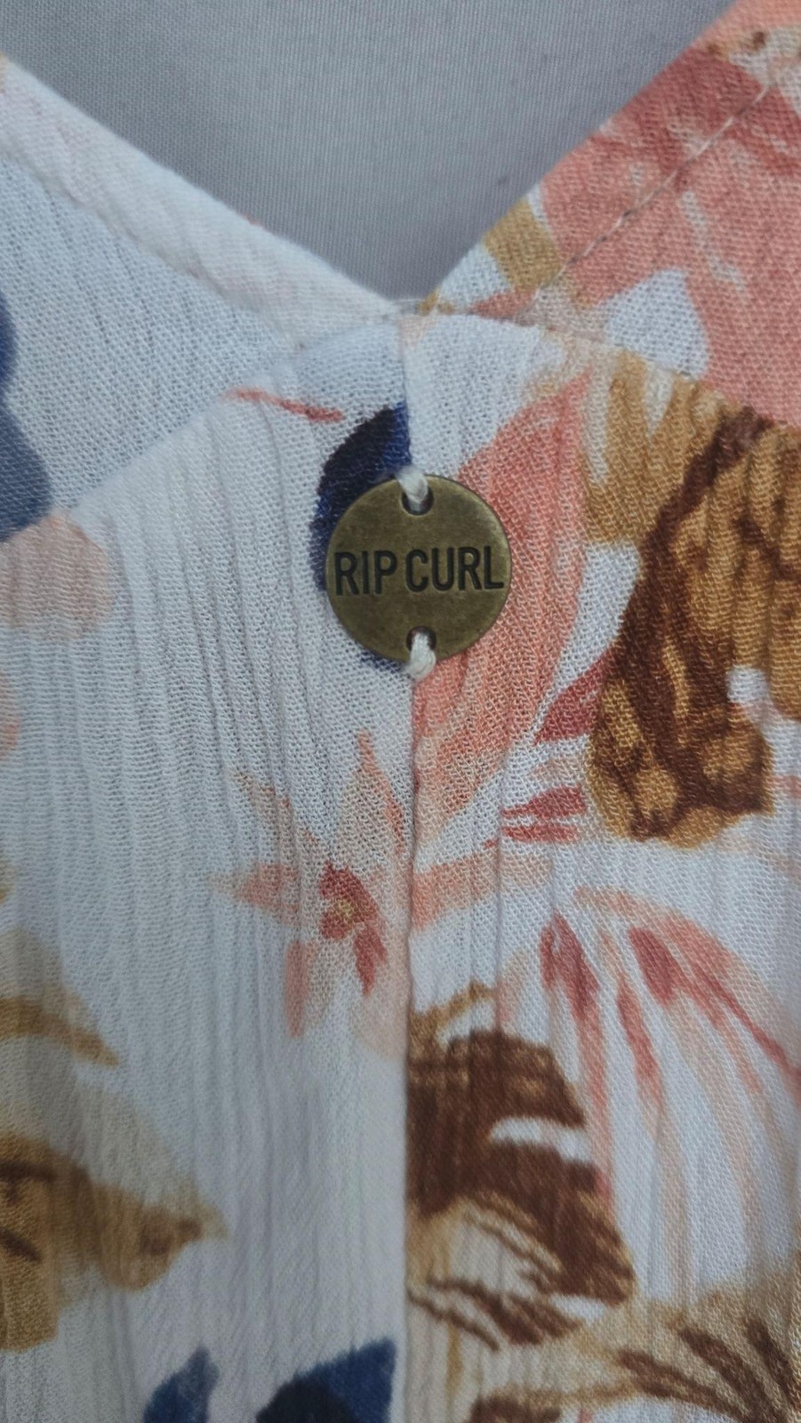 Rip Curl Dress Womens Small White Tropical Floral Empire Swing Sundress Cover-up