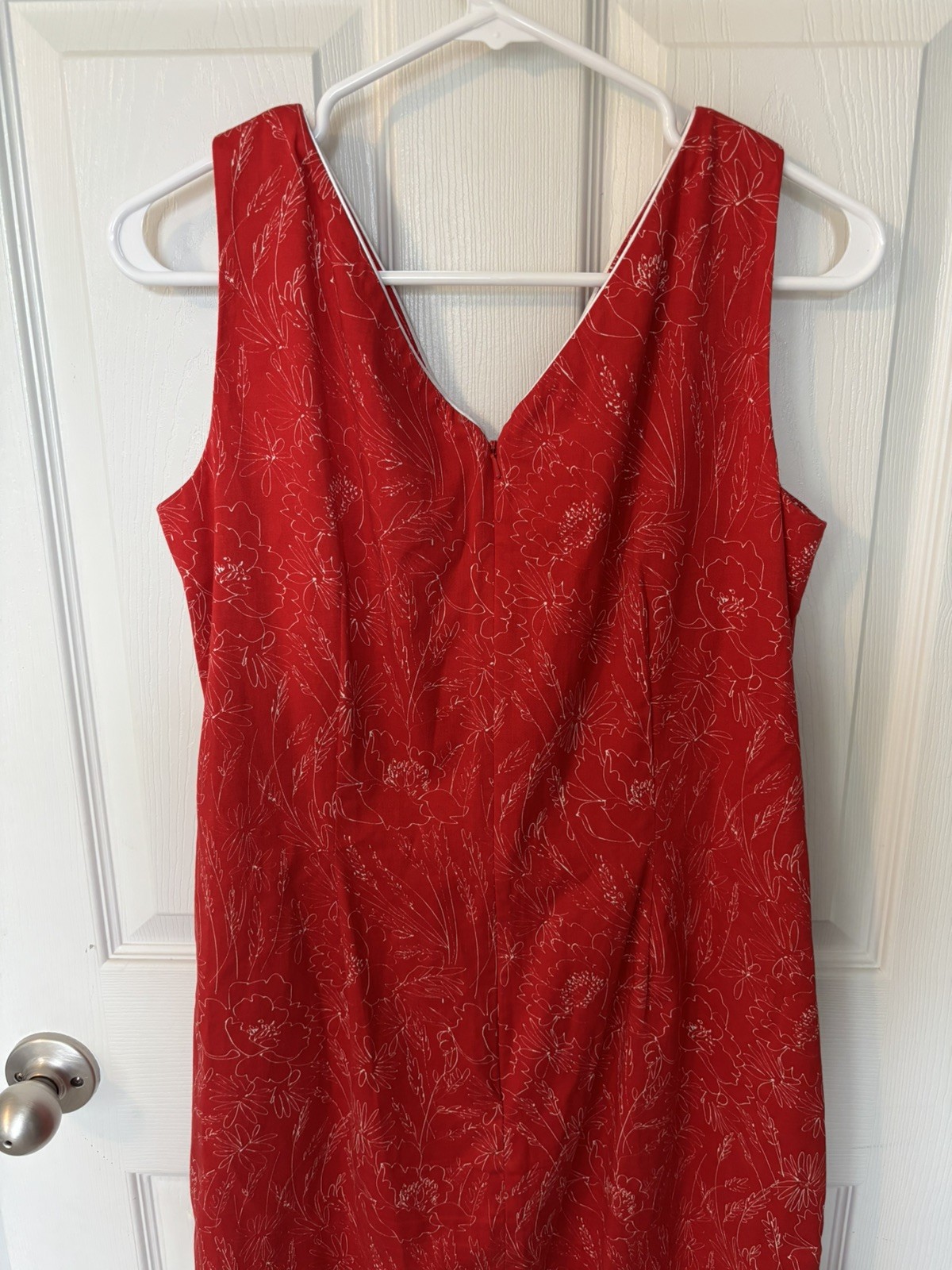 Amanda Smith Red Floral Dress W/ White Piping Sz 12