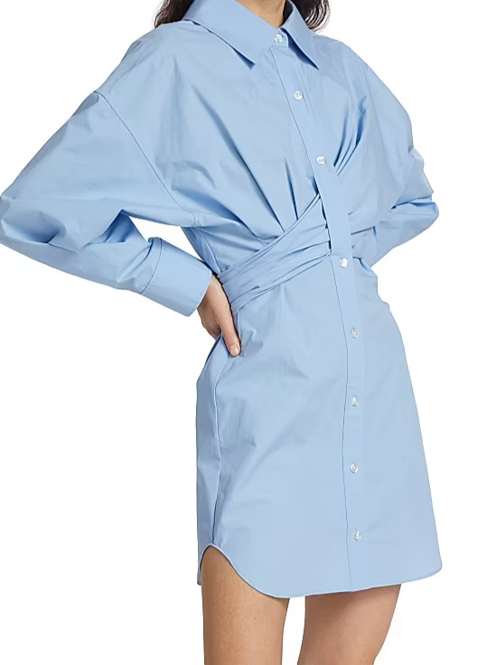 Alexander Wang Cross Front Shirt Dress Blue Size 2 NWOT