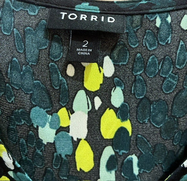 Torrid Bubble Charm Flutter (#459) Midi Wrap Dress 2X Pockets Black Green