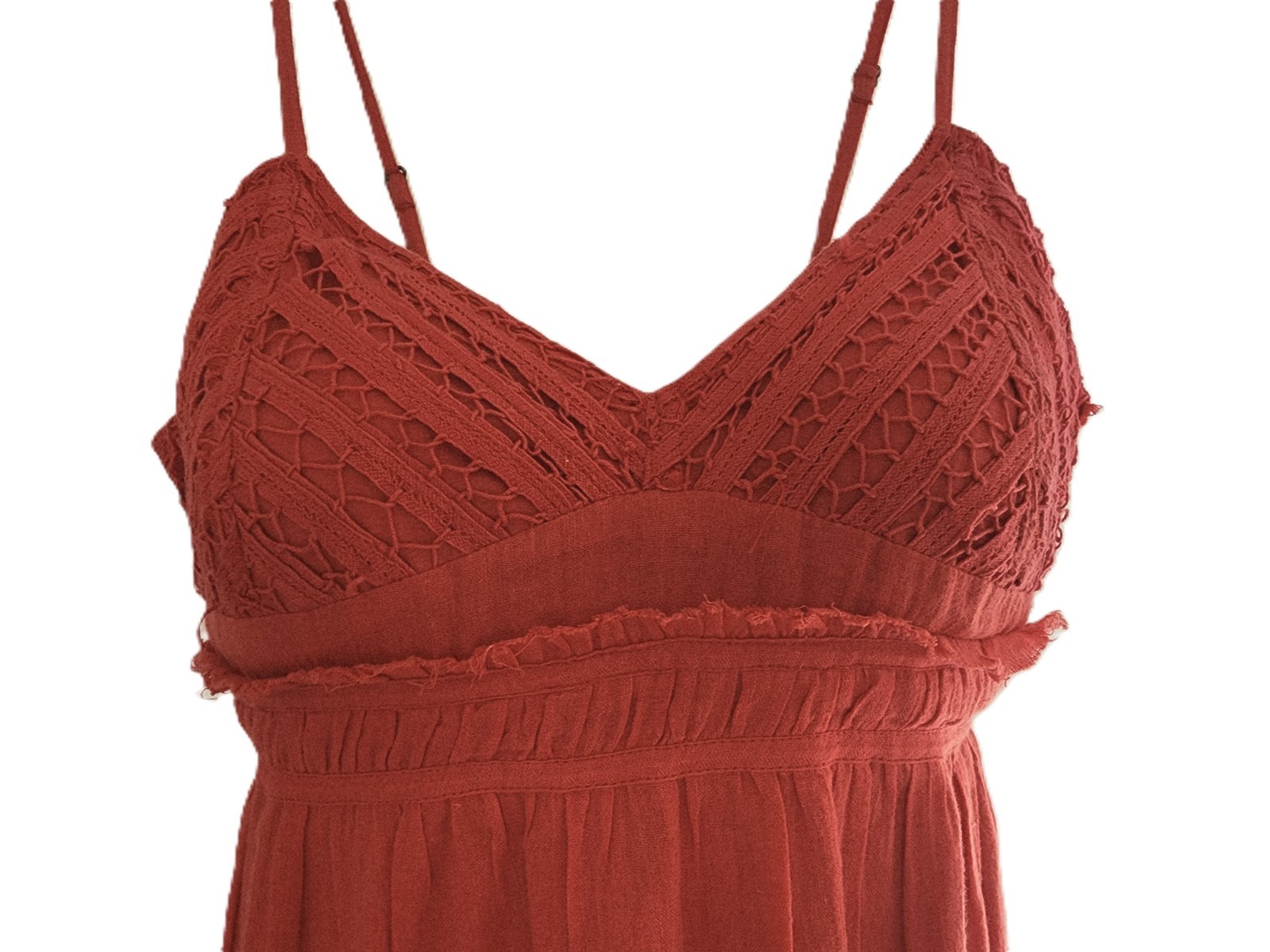 Billabong dusty Red Boho Maxi Dress L 100% Cotton Lined Beach Summer Made India
