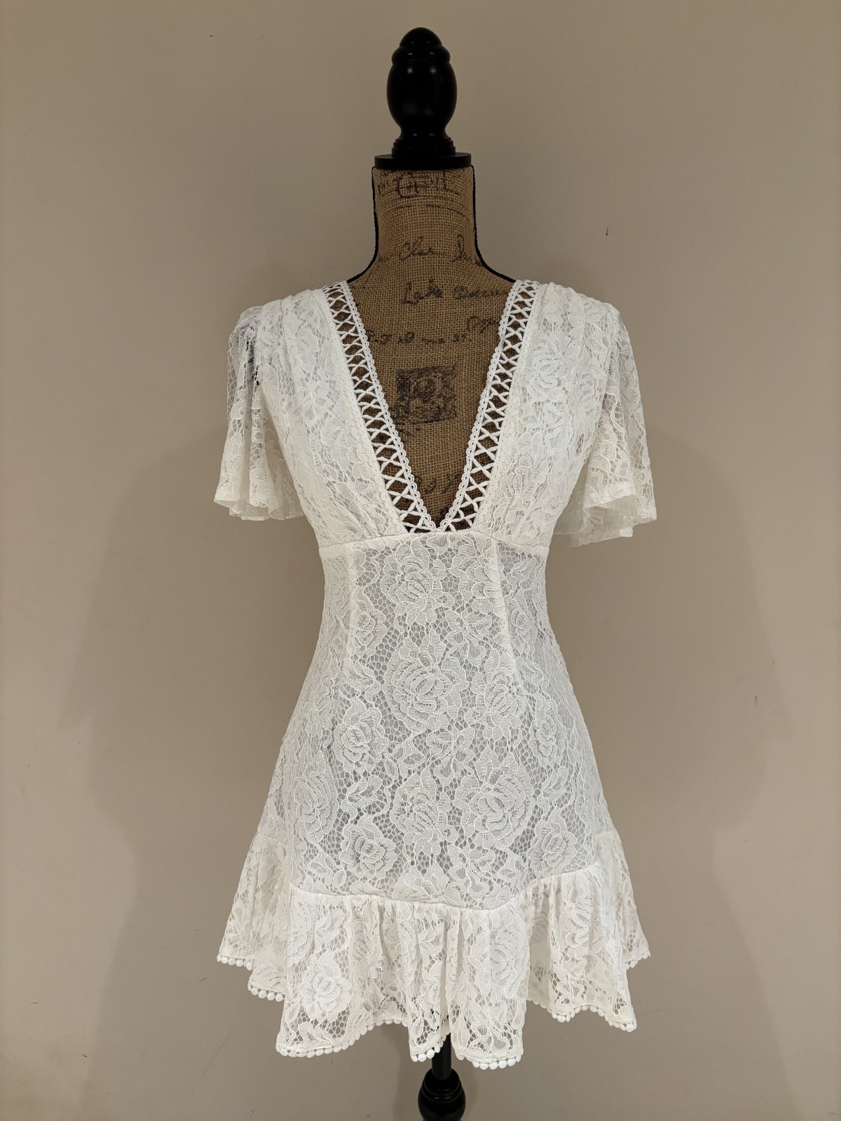 Saints Secrets, White Lace Overlay Graduation/Bachelorette Dress