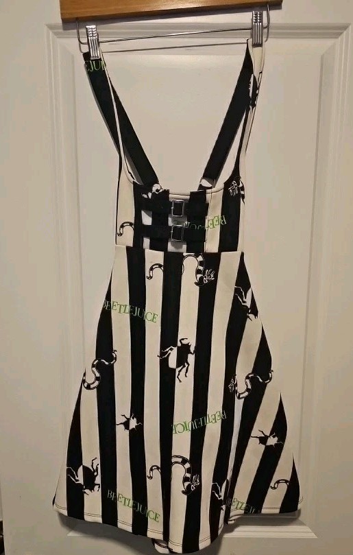 Halloween Beatlejuice Dress Vintage Hot Topic Suspenders Dress, small