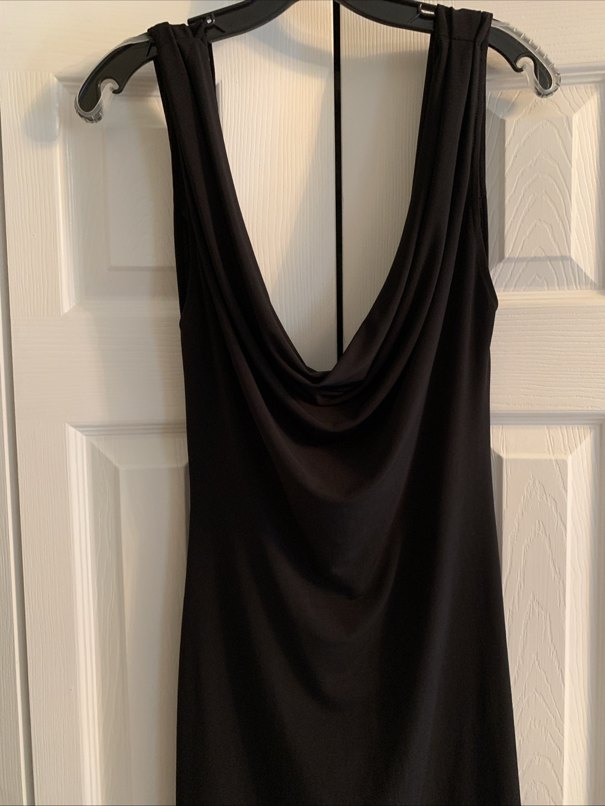 Spense M NWT Sleeveless Draped Front Dress Black Knee Length Low Back Tie @ Neck