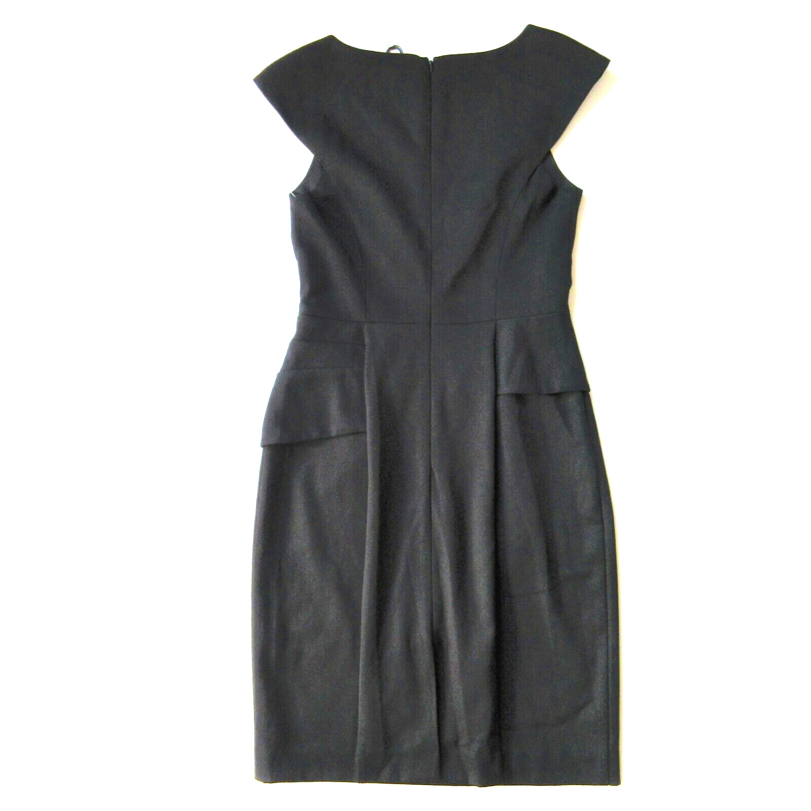 NWT Black Halo Dame in Black Peplum Side V-neck Tailored Stretch Sheath Dress 6