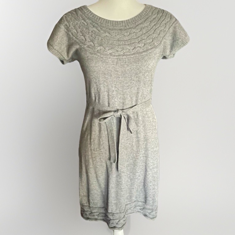 H&M Mama Sweater Dress Sz S Gray Short Sleeve Bodycon Stretch Cotton Blend Knit