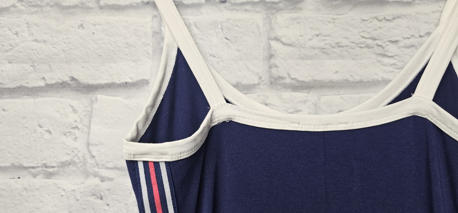 EXPRESS XS NAVY BLUE PINK WHITE SIDE RIBBON STRIPE VARSITY BODYCON TANK DRESS