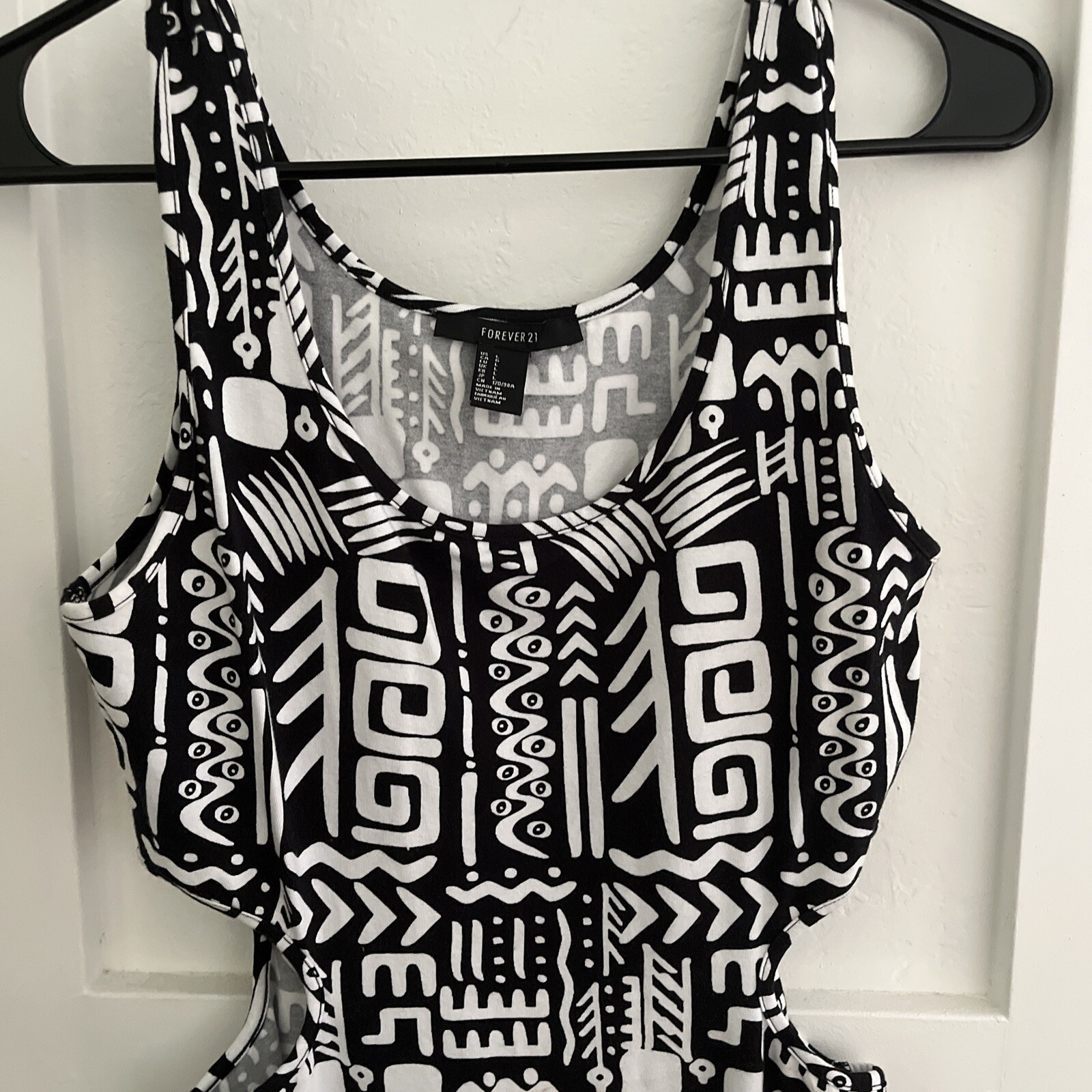 Love 21 Black & White Sleeveless Aztec Print Mini Dress SZ L