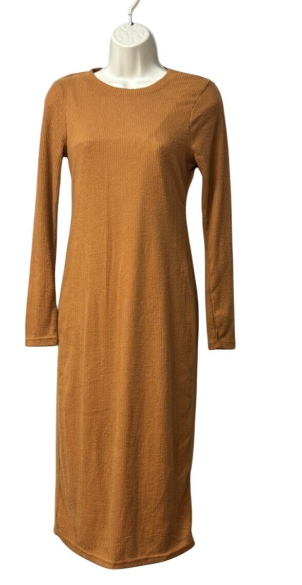 INC International Concepts Ribbed Midi Dress, Camel, Sz. S