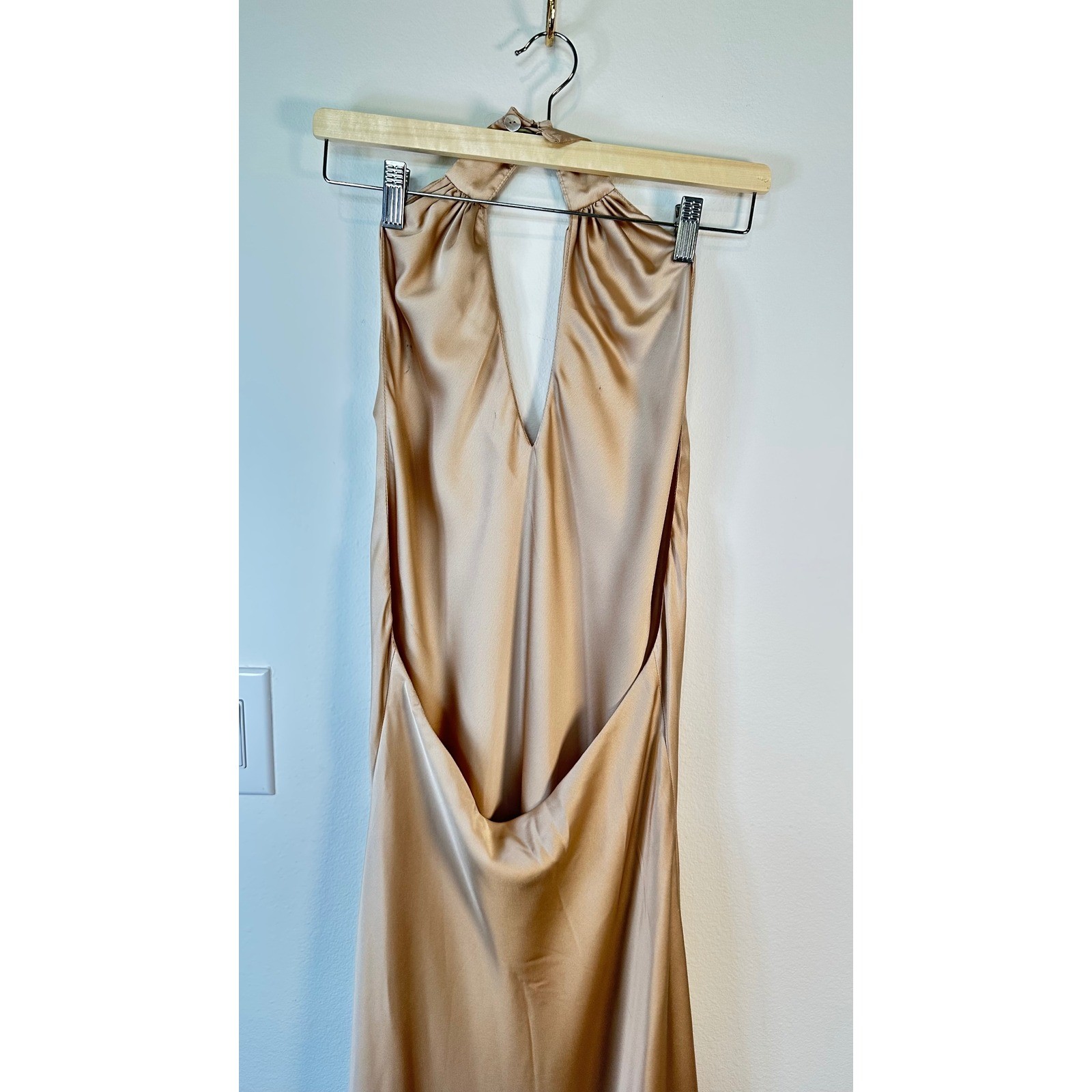 Show Me Your Mumu Jasmine Halter Maxi Dress Womens Formal Satin S Champagne
