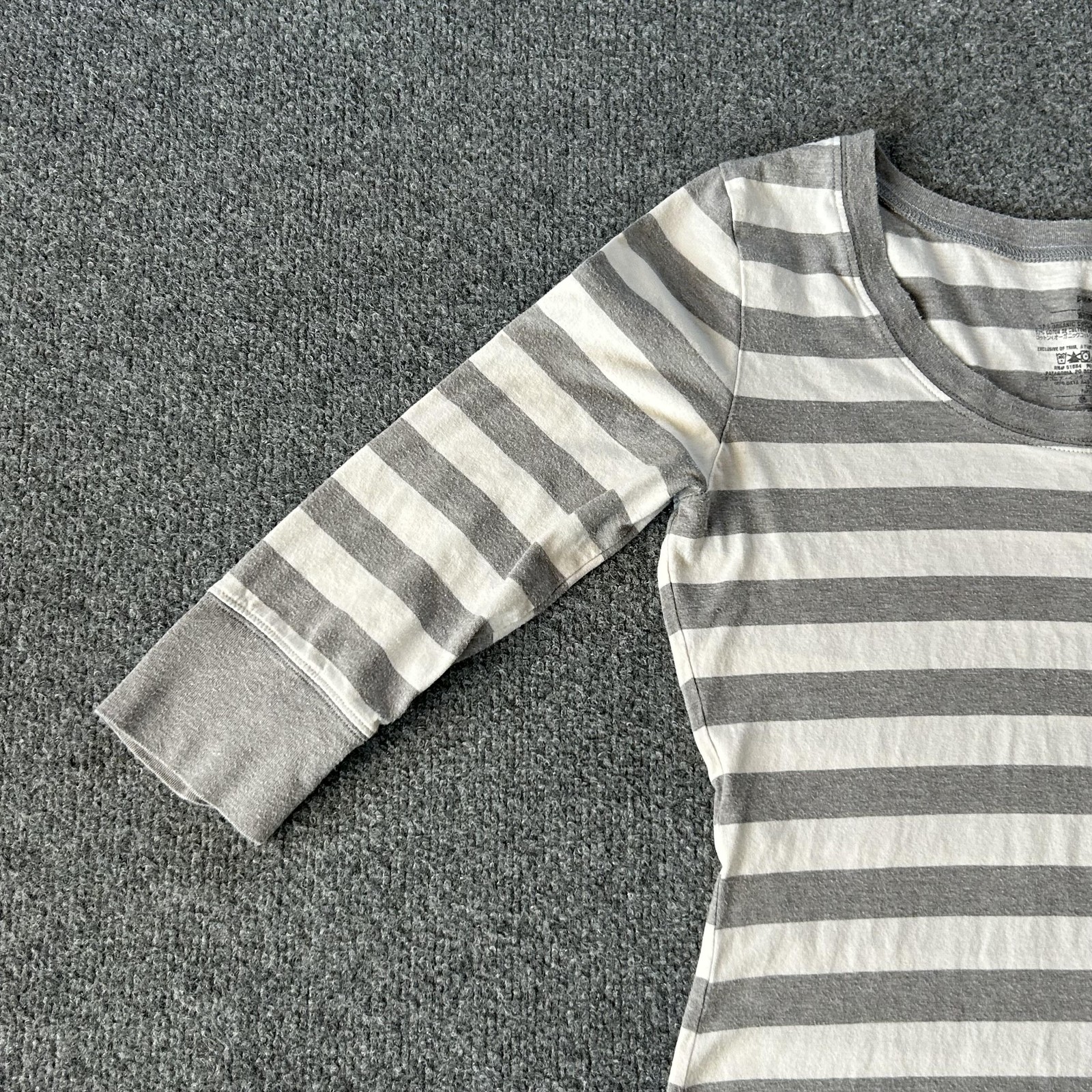 Patagonia Dress Womens Medium Grey White Stripe 3/4-Sleeved Au Bateau Dress
