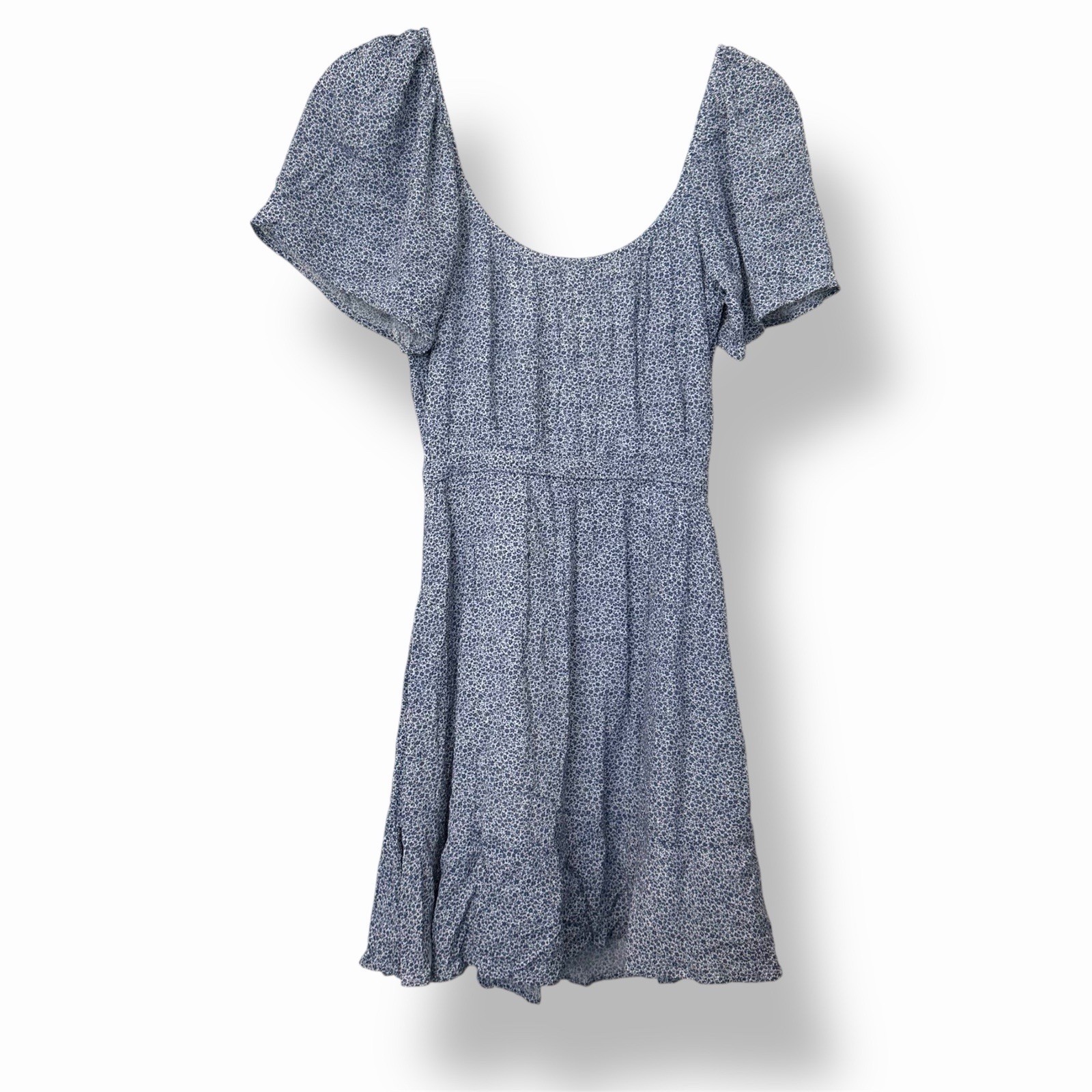 Abercrombie & Fitch Blue Floral Puff Sleeve Tie Front Sundress XS Tall