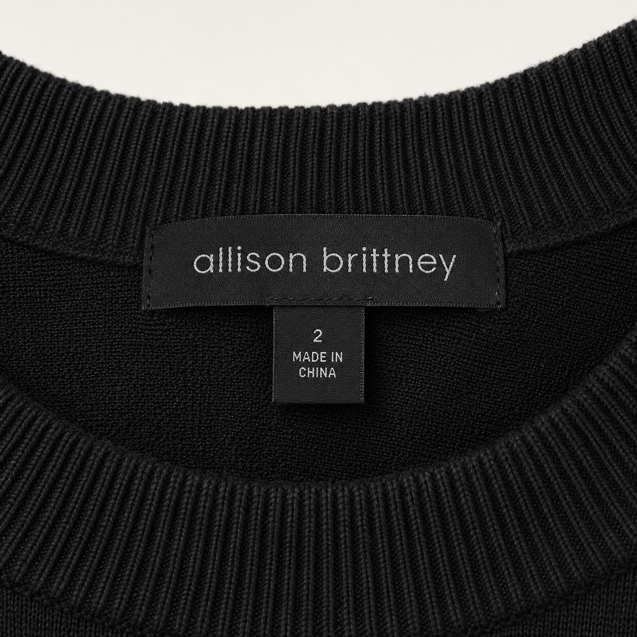Allison Brittney Black Ribbed Knit Mock Neck Puff Sleeve Knee Sweater Dress 2