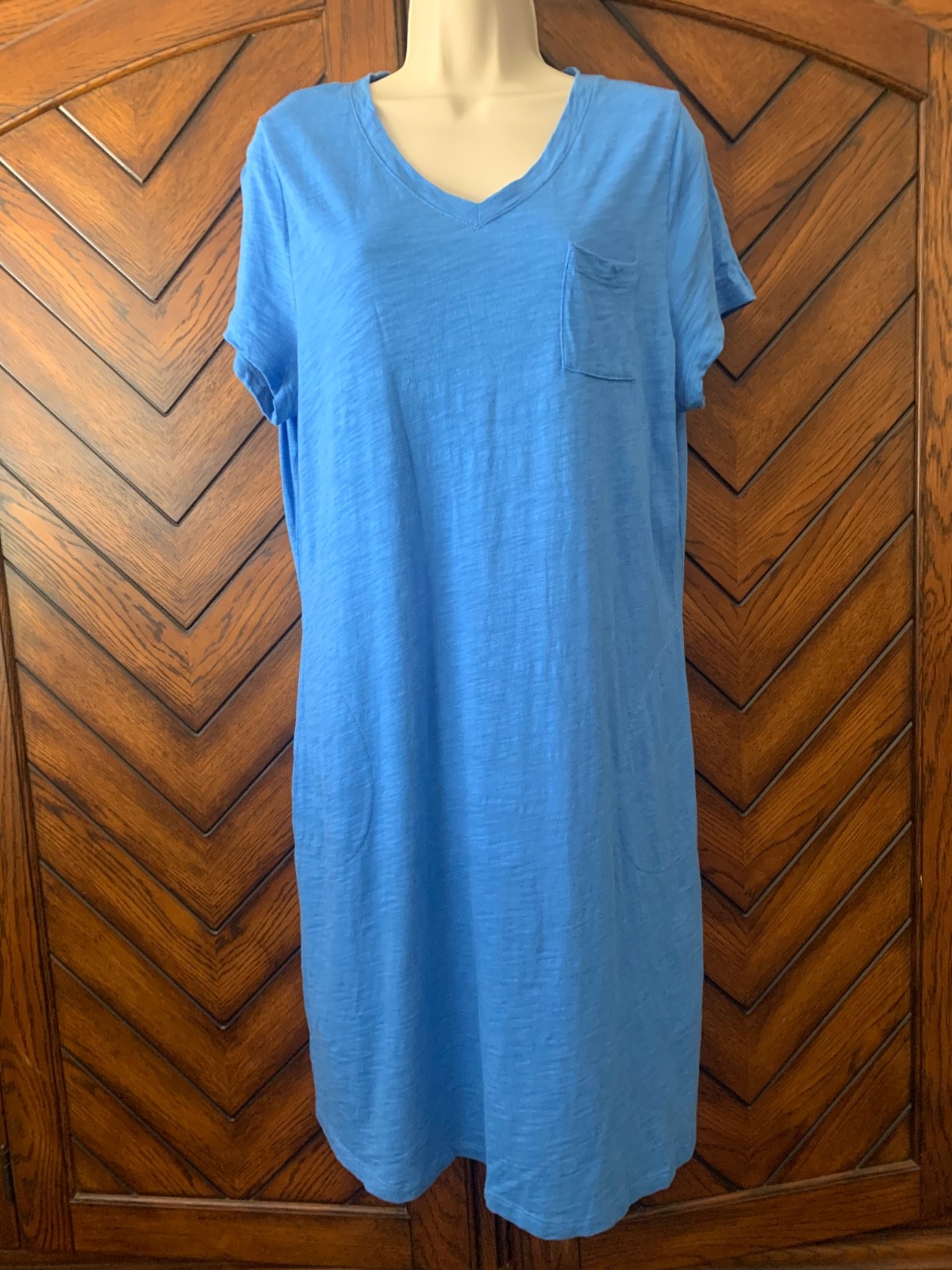 Belle by Kim Gravel blue slub knit T-shirt dress short sleeve size medium