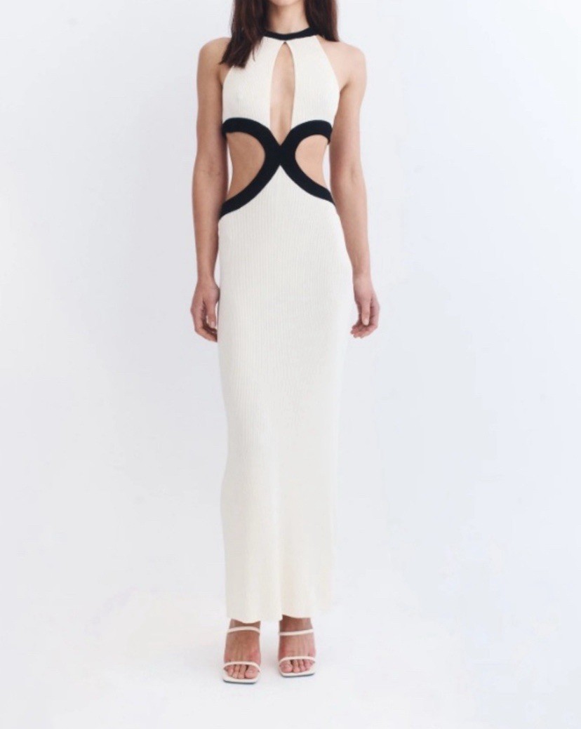 NWT Auteur Studio Bridget Dress In Cream & Black Size S