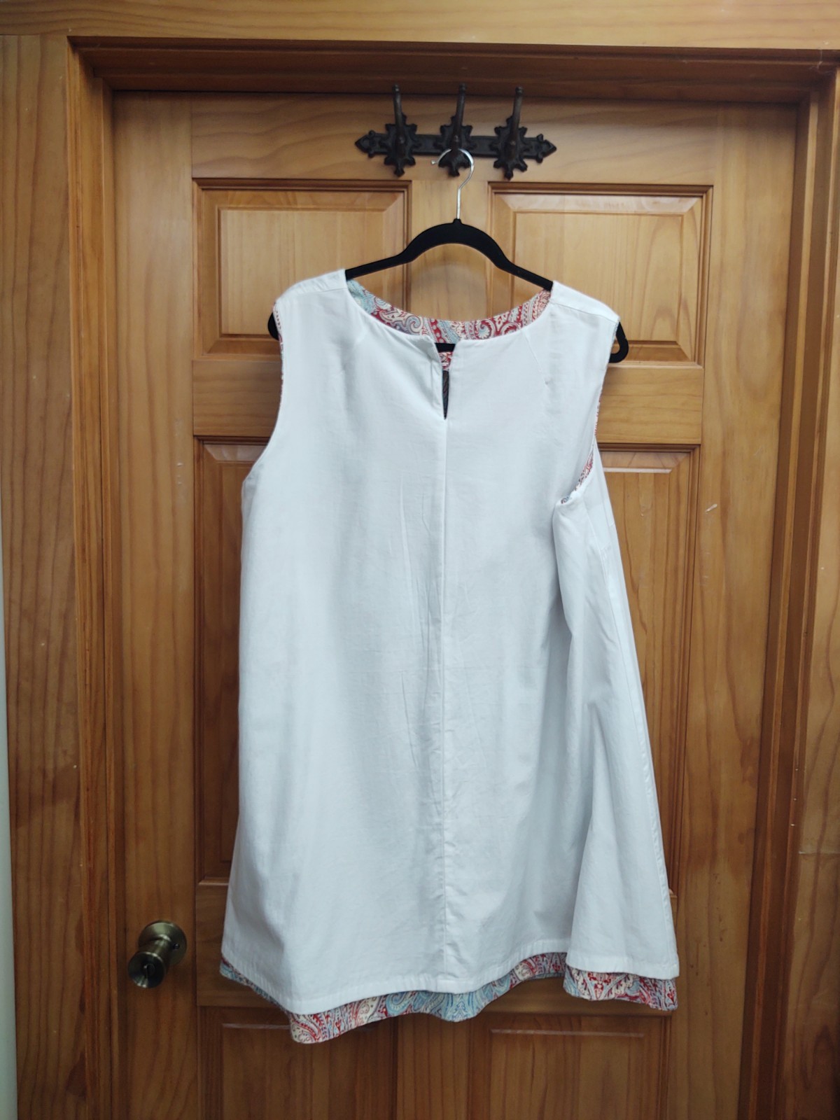 Handmade Viki Sews Pattern Swing Lined Tunic Red Blue Paisley Dress Size 18/20