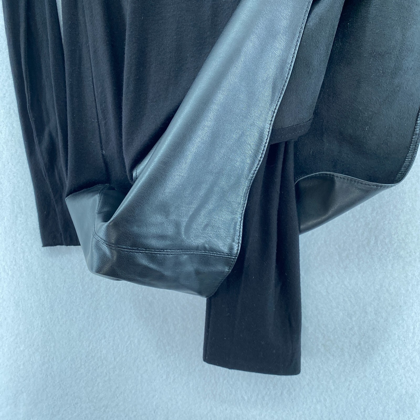 BAILEY 44 Dress XS Trystan Bodycon Shift Long Sleeve Faux Leather Trim Black USA