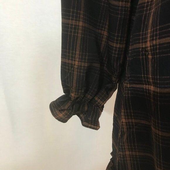 NWT Promesa Womens Vintage Inspired Dark Navy With Copper Striping Dress Peasant
