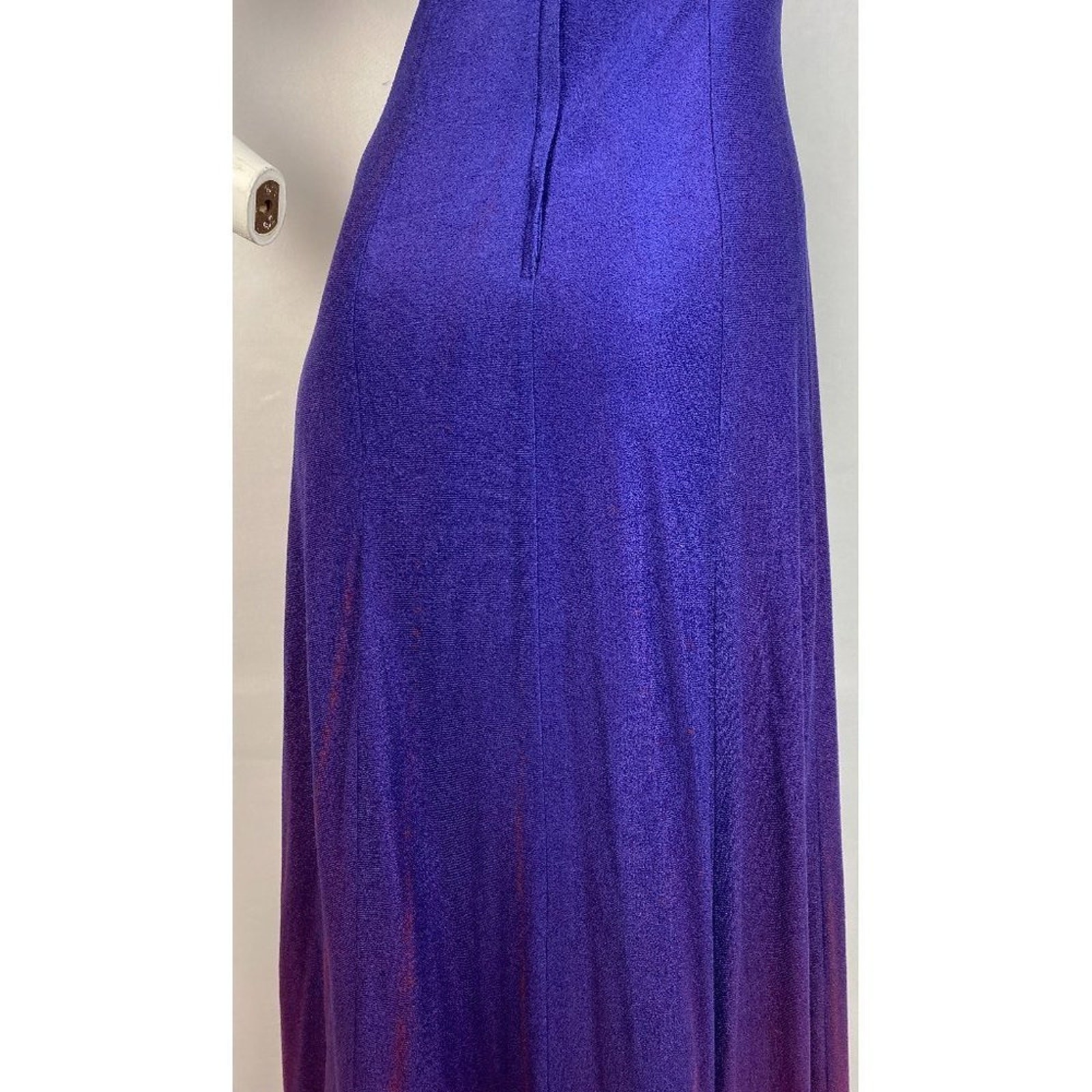 Vintage Terry Cloth Cap Sleeve Tie Maxi Dress Gradient Purple Pink sz 4
