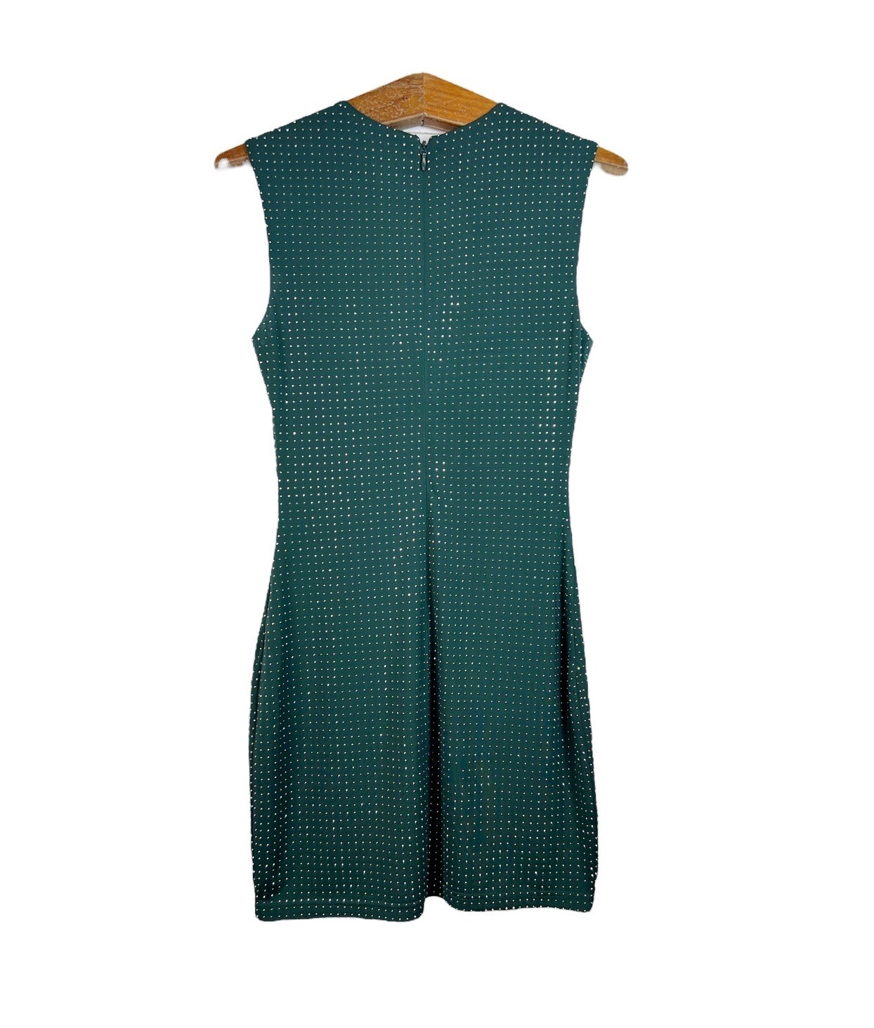 Bebe Green Studded Rhinestone Bodycon Short Mini Dress Size S Festive Y2K