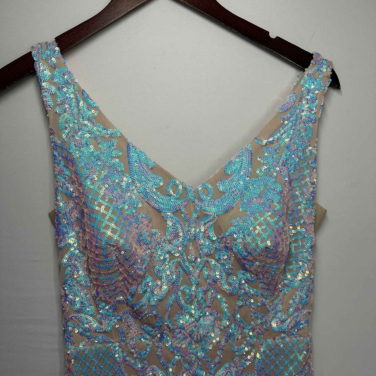 Pear Culture iridescent sequin mini dress Junior Formal Elegant Size 9 Pink