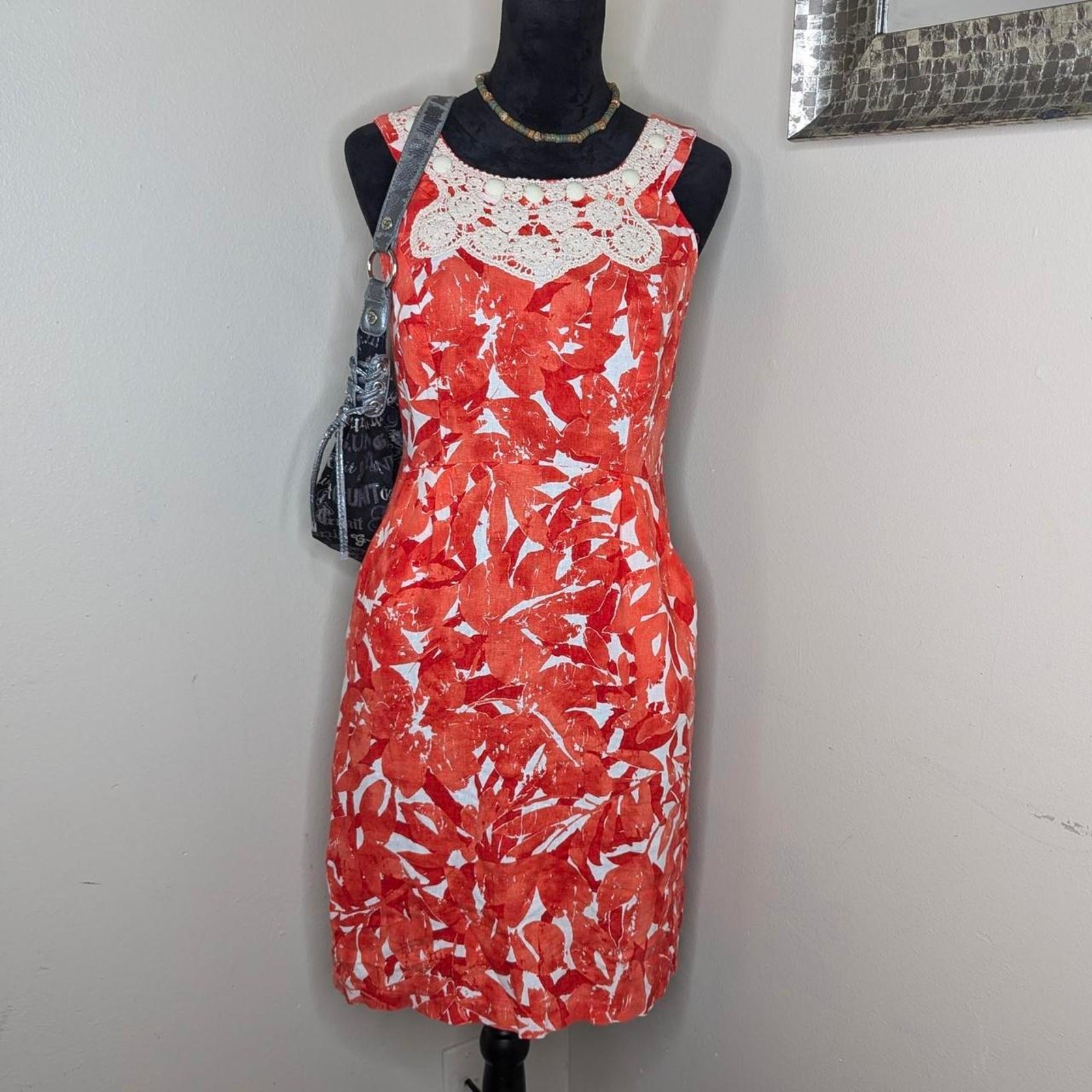 Cato reddish orange floral print sleeveless size 6