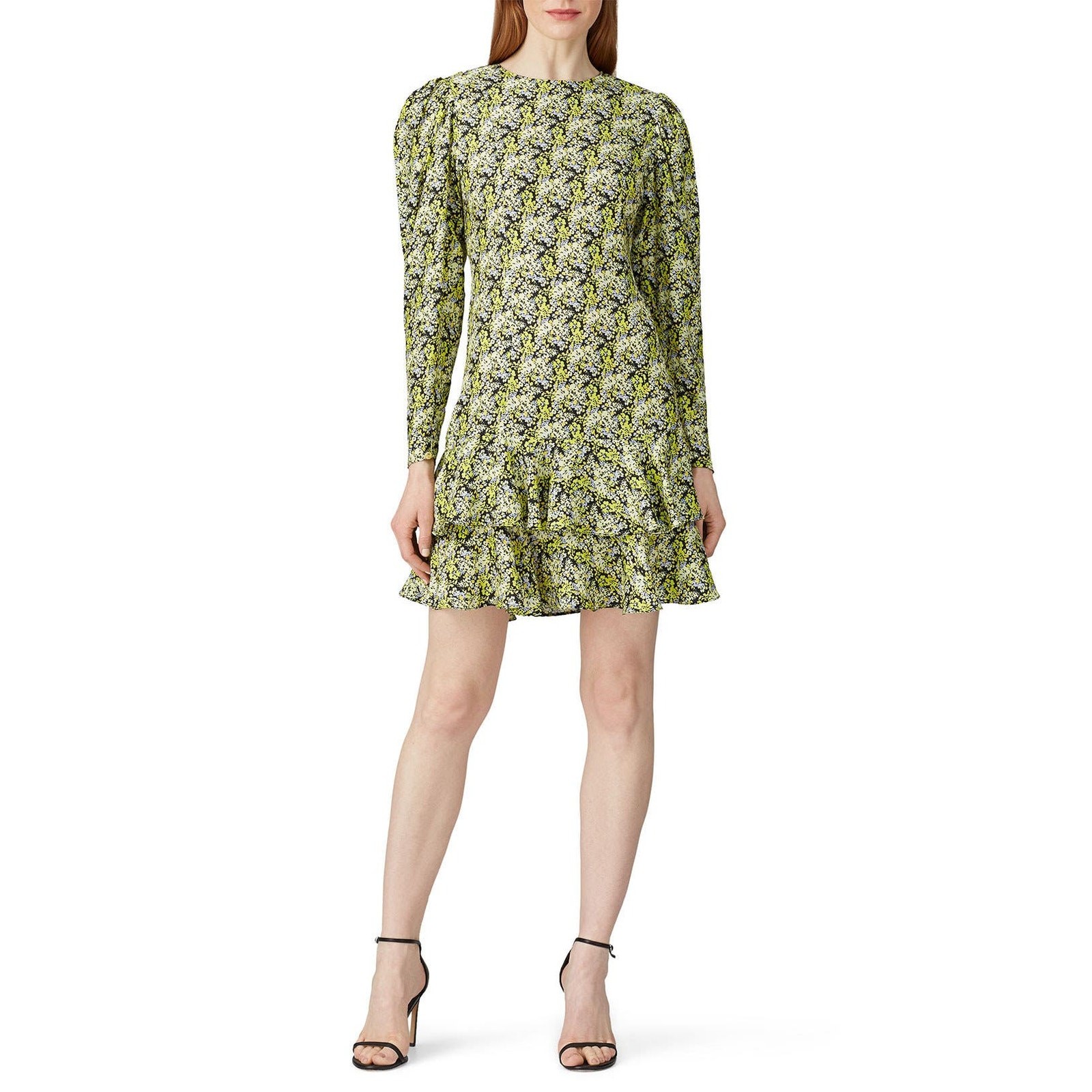 Brogger Nancy Silk Blend Floral Layered Long Sleeves Dress Size L Large