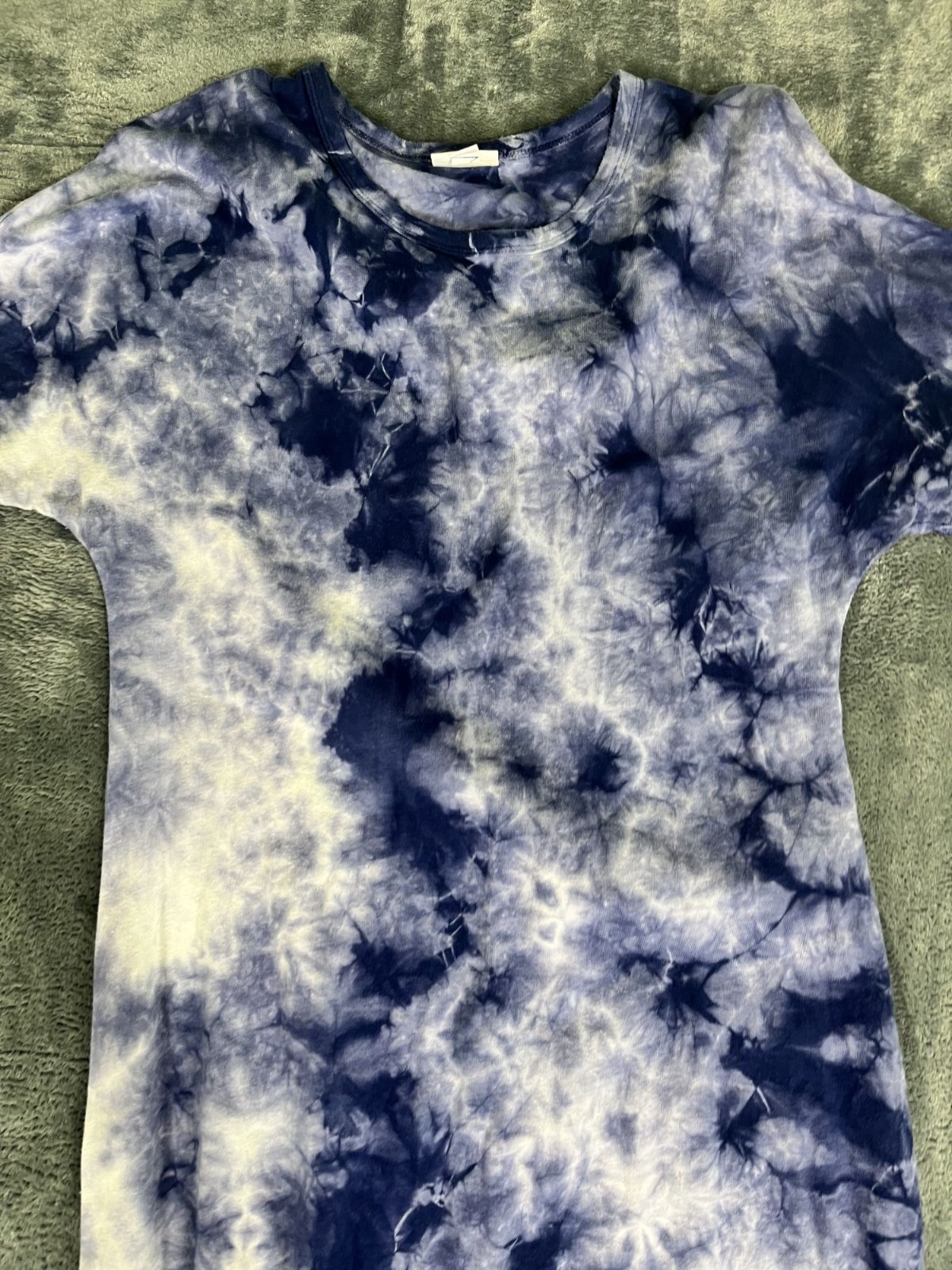 LuLaRoe Womens Blue & White Tie-Dye Short Sleeve Maxi Dress S