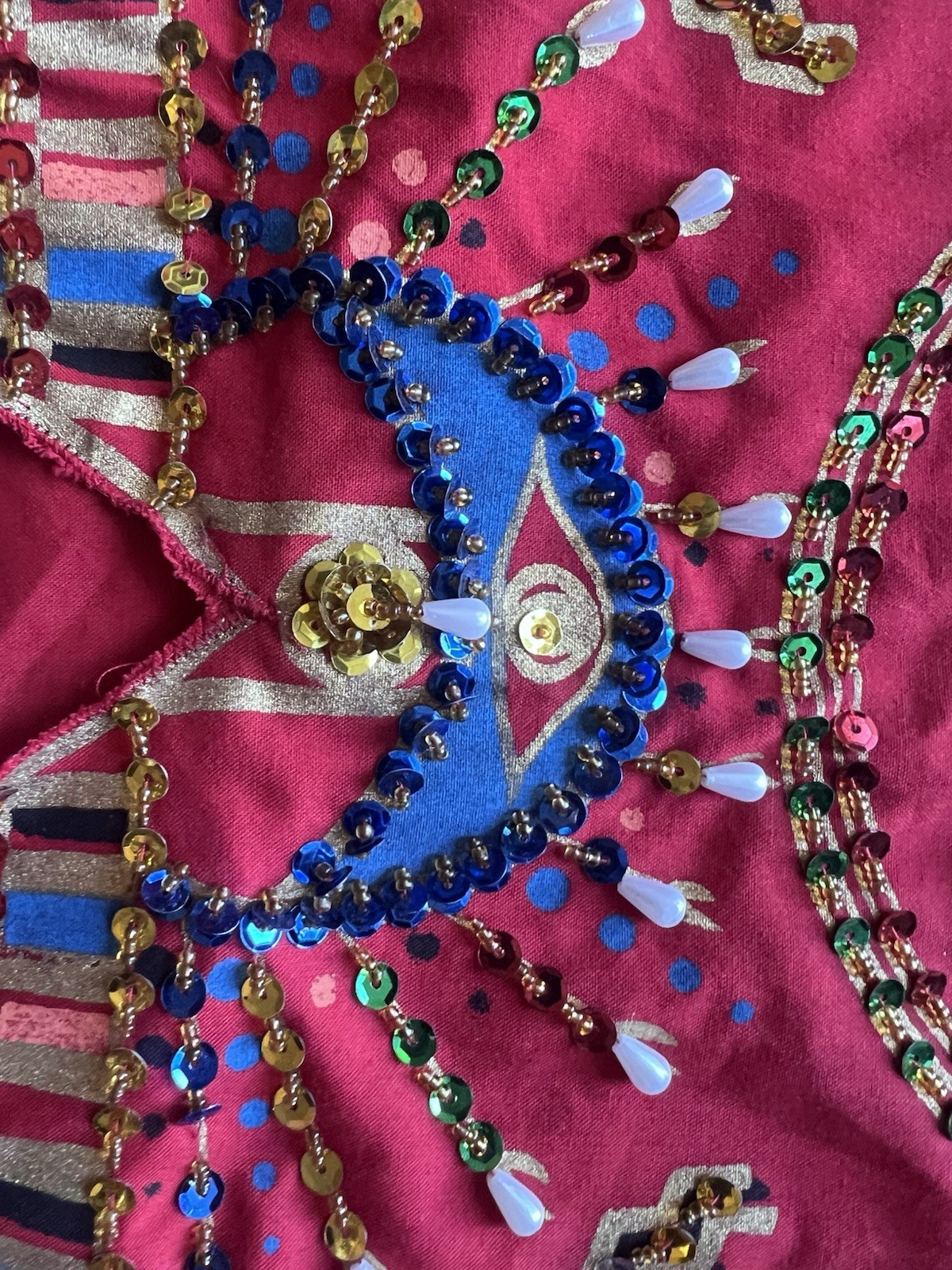 Handmade 100% Cotton Egyptian Beaded Sequins Galabiya Kaftan Souvenir