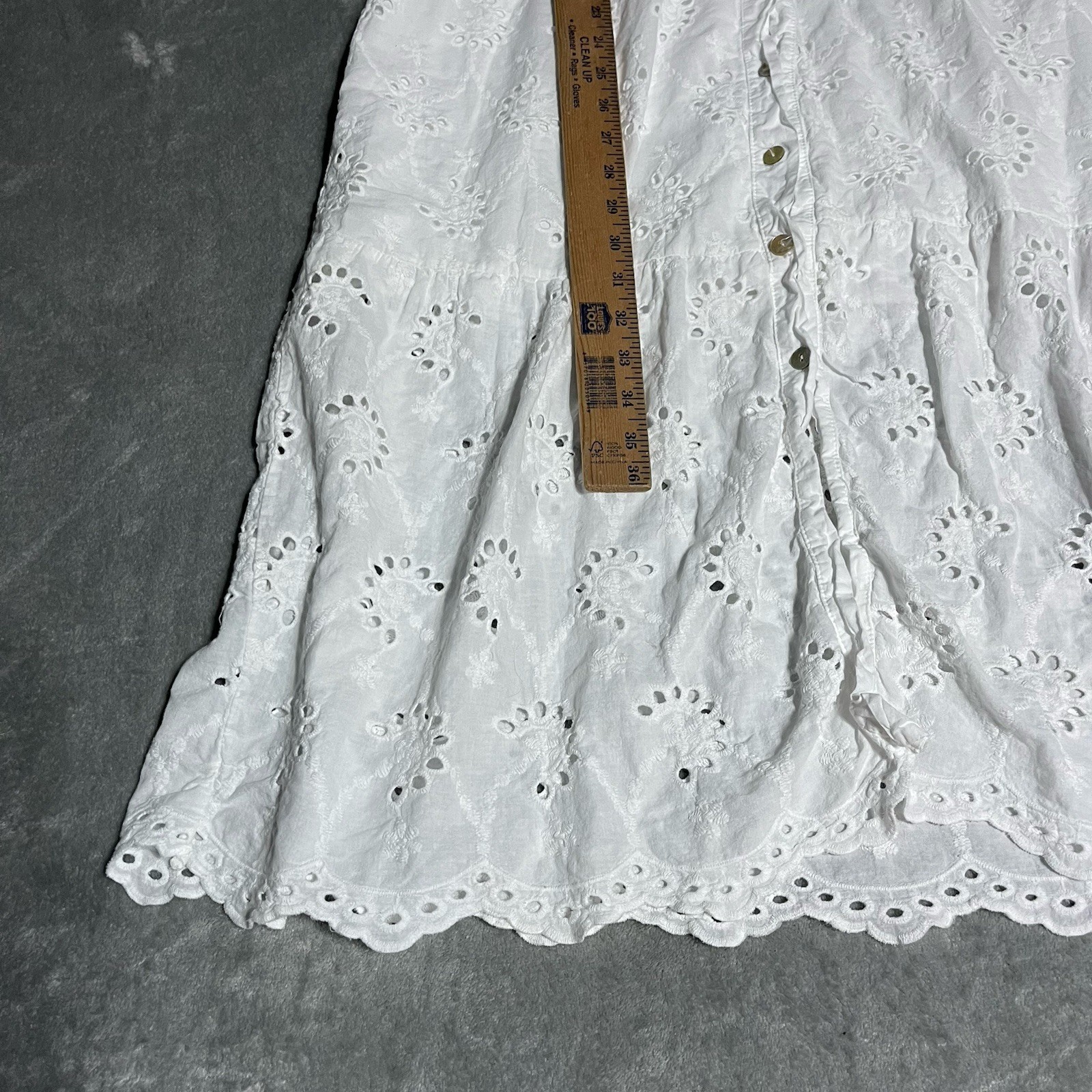 Valentina Naldi Dress Womens Small White Coastal Cottagecore Eyelet Romantic